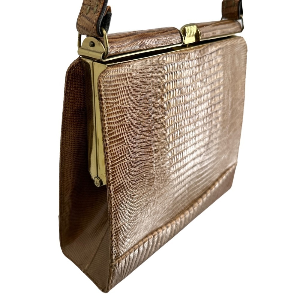 Vintage 1950s 1960s Reptile Skin Top Handle Structured Frame Purse Mad Men Era - Picture 2 of 14
